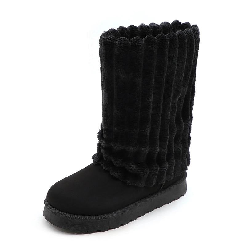 Womens Solid-Color High-Top Plush Snow Boots