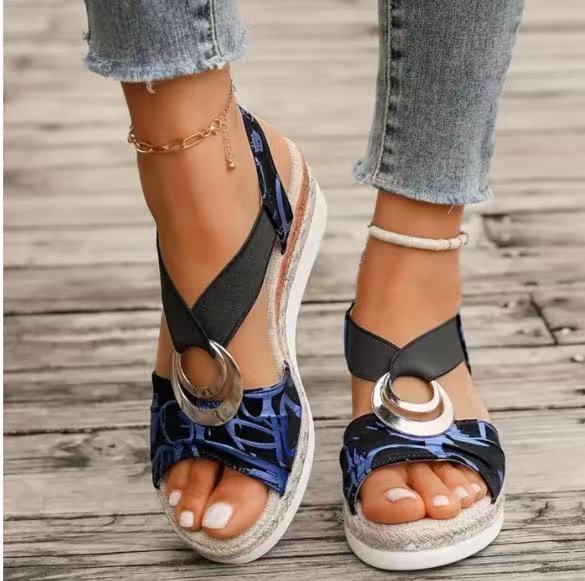 Platform Wedge Peep Toe Roman Sandals