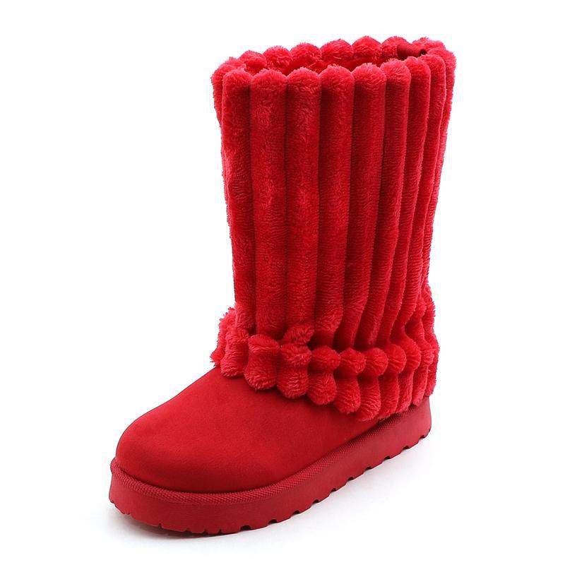 Womens Solid-Color High-Top Plush Snow Boots