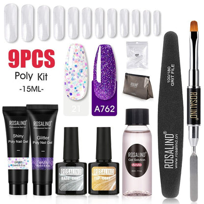 Professional Poly Nail Gel Kit: 6 - 9 Piece Sets