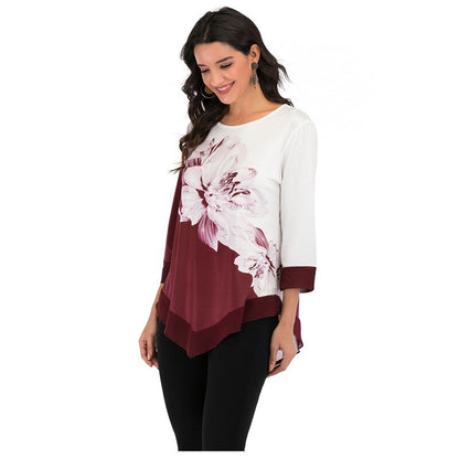 Ladies Casual Summer Top with Floral Print