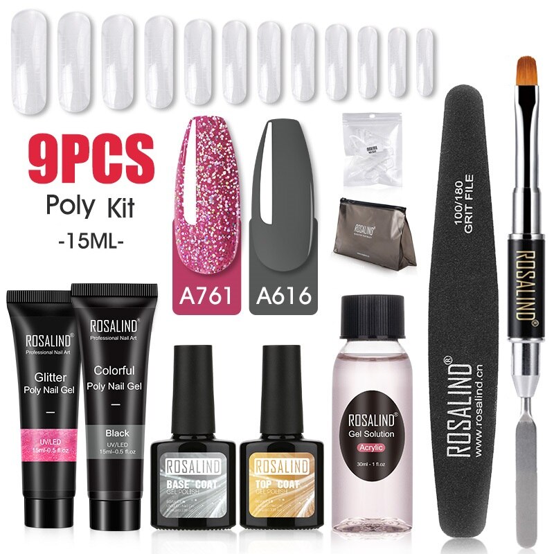 Professional Poly Nail Gel Kit: 6 - 9 Piece Sets