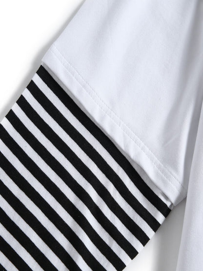 Black white Striped Hip Hop T-shirts Boys and Girls Cotton T-Shirt