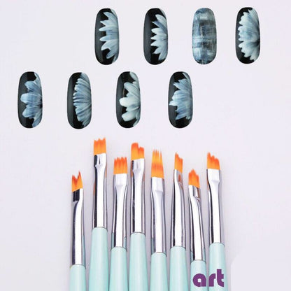 8pcs/set Nail Art French Brushes - Mint Green