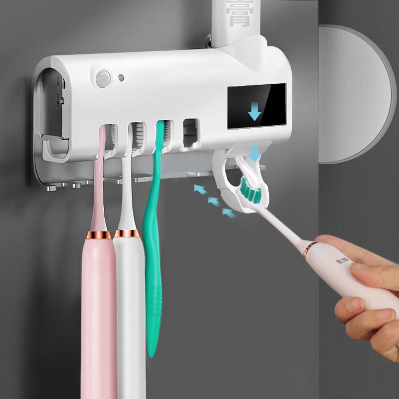 UV Toothbrush Holder & Toothpaste Dispenser - Solar Energy enhanced