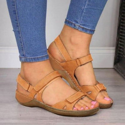 Womens Flats Sandals - Three Color Stitching