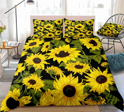 Printed Sunflower Duvet Cover Set