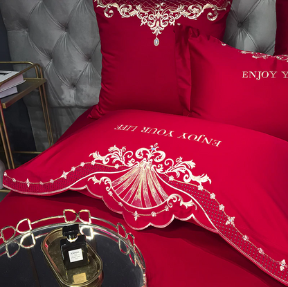 Luxury Duvet Cover 4 Piece Set - Royal Embroidery Linen