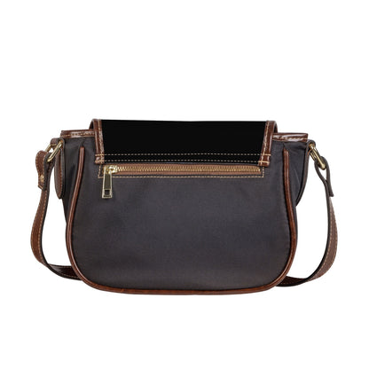 PU Black Leather Flap Saddle Bag
