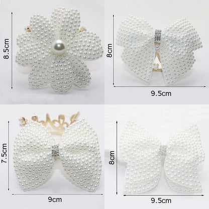 Girls Bling Pearl Bow Hairpins Hair Accessories