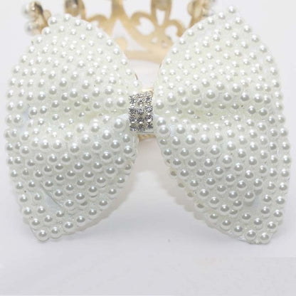 Girls Bling Pearl Bow Hairpins Hair Accessories