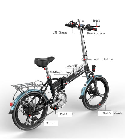 Electric bike - 20 inch Aluminum Foldable Bicycle with 400W Powerful