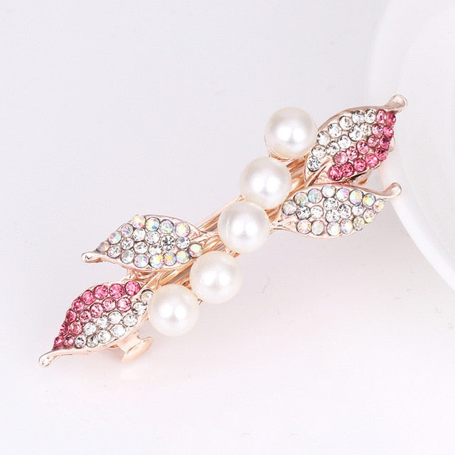 Girls Bling Pearl Bow Hairpins Hair Accessories