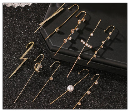 Crystal Charm Hook Ear Climber Earrings