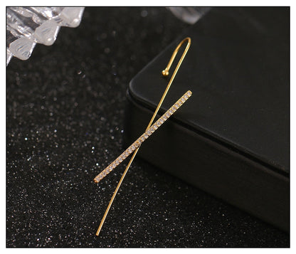 Crystal Charm Hook Ear Climber Earrings
