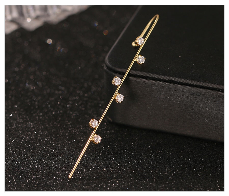 Crystal Charm Hook Ear Climber Earrings