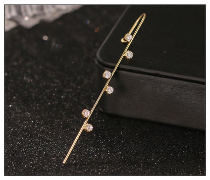 Crystal Charm Hook Ear Climber Earrings