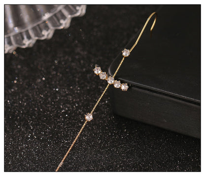 Crystal Charm Hook Ear Climber Earrings