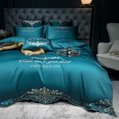 Luxury Duvet Cover 4 Piece Set - Royal Embroidery Linen
