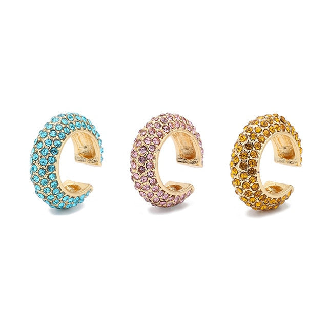 C Shaped CZ Rhinestone Small Ear Cuffs Clip