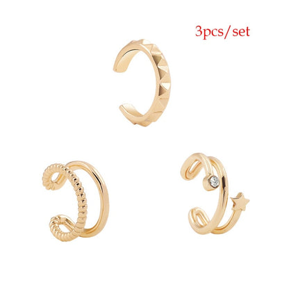 C Shaped CZ Rhinestone Small Ear Cuffs Clip