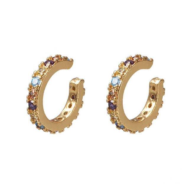 C Shaped CZ Rhinestone Small Ear Cuffs Clip