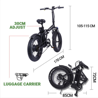 Electric bike 20 inch eBike snowbike 48V 15AH lithium battery