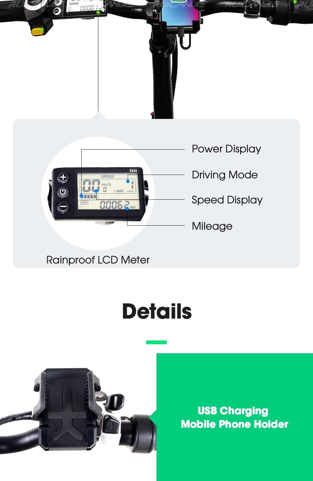 Electric bike 20 inch eBike snowbike 48V 15AH lithium battery