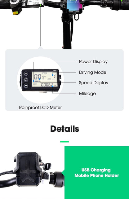 Electric bike 20 inch eBike snowbike 48V 15AH lithium battery