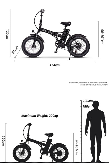 Electric bike 20 inch eBike snowbike 48V 15AH lithium battery