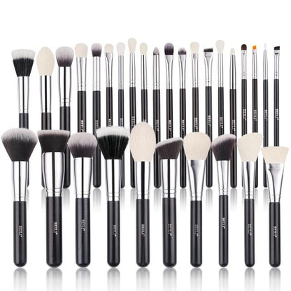 Makeup brushes set Natural goat hair - Black