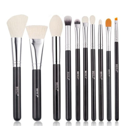 Makeup brushes set Natural goat hair - Black