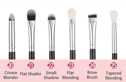 Makeup brushes set Natural goat hair - Black