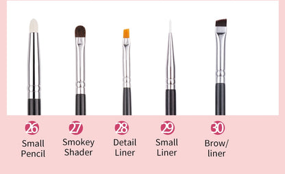 Makeup brushes set Natural goat hair - Black