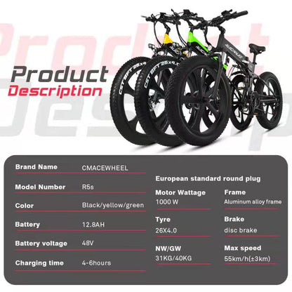 Electric Mountain Bike 48V12.8ah 1000W Max 50km/h