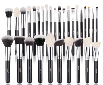 Makeup brushes set Natural goat hair - Black