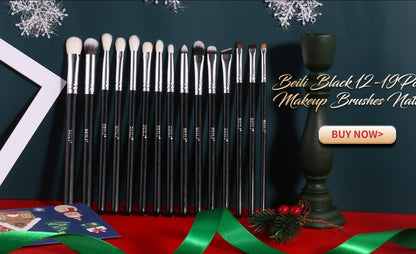 Makeup brushes set Natural goat hair - Black